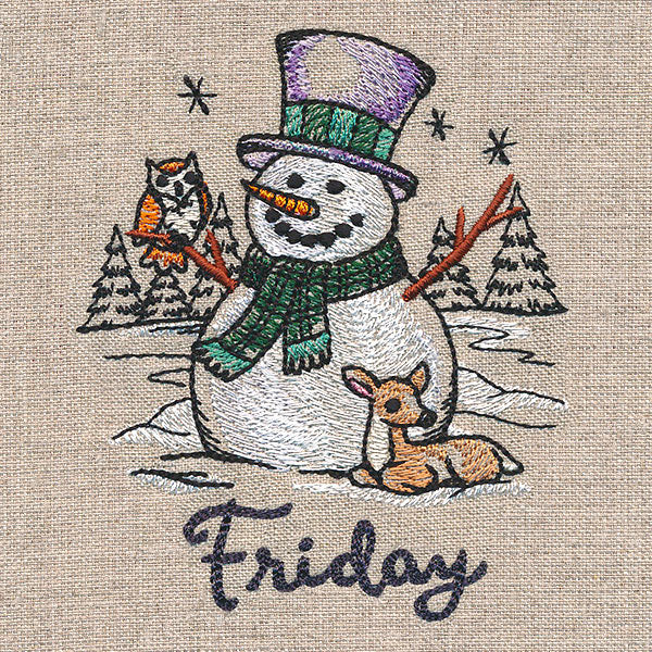 Country Snowman and Deer on Friday