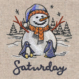 Country Snowman and Penguins on Saturday