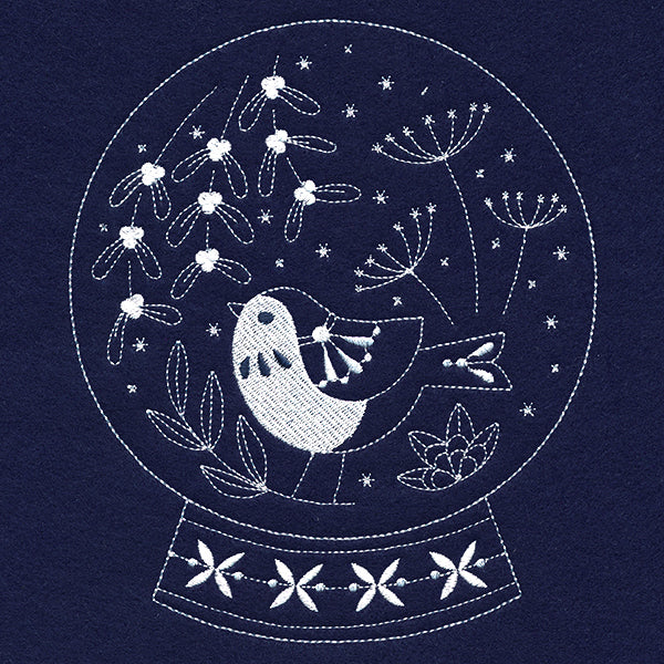 Sweet Bird Snowglobe (Whitework)