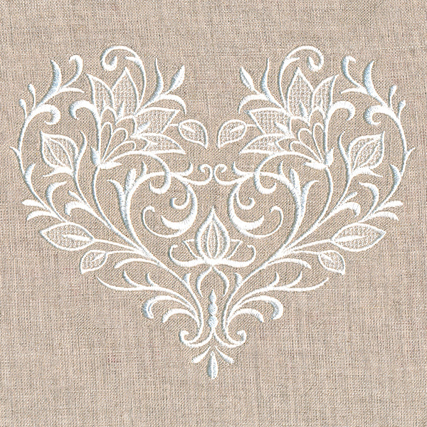 Exquisite Blooming Heart (Whitework)
