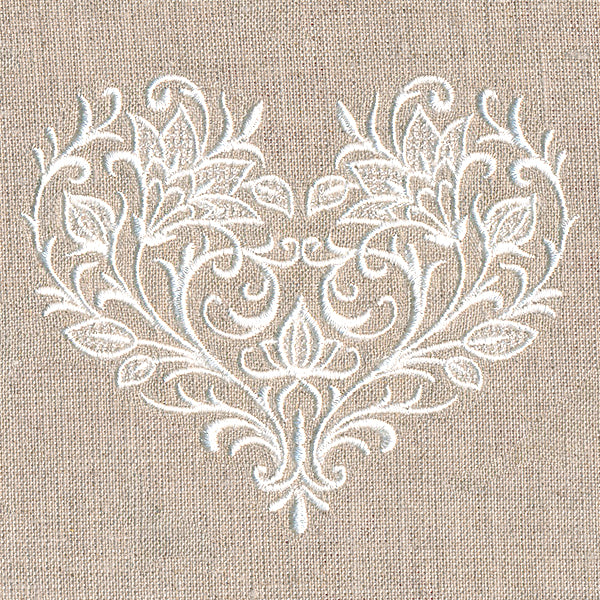 Exquisite Blooming Heart (Whitework)