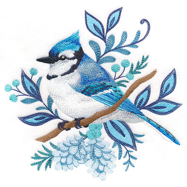 Frosted Winter Blue Jay