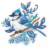 Frosted Winter Blue Jay