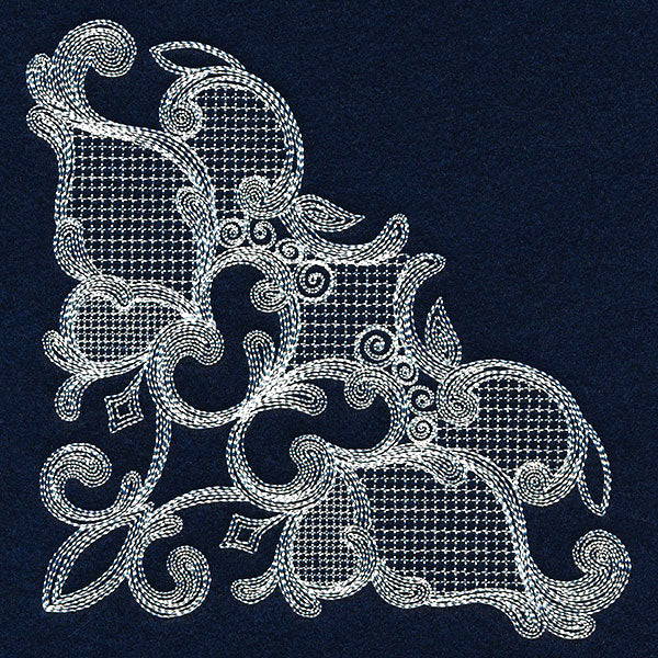 Elegant Swirls Corner (Whitework)
