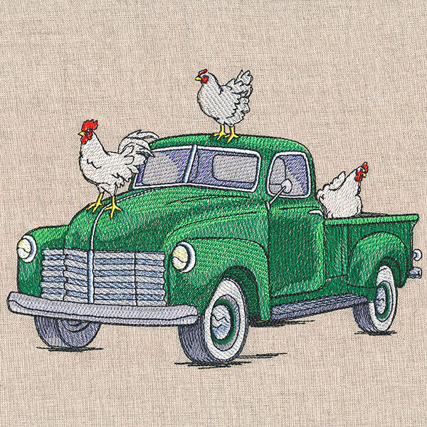 Country Chickens Retro Truck
