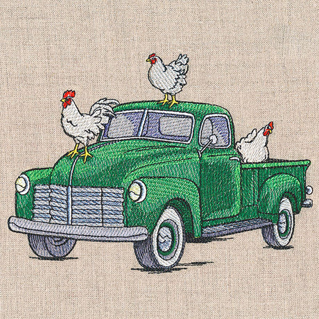 Country Chickens Retro Truck