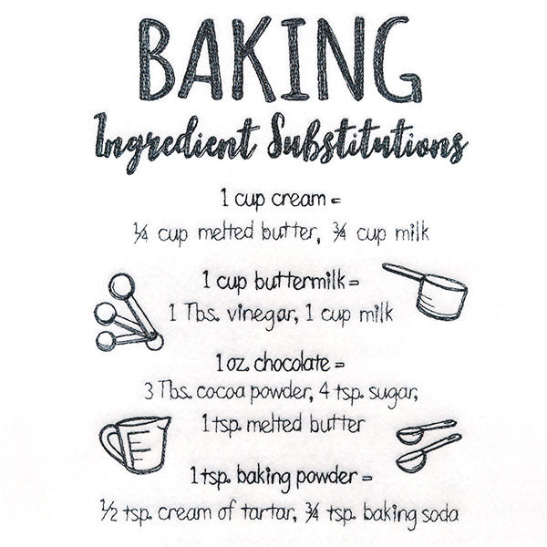 Baker's Friend Ingredient Substitutions Chart