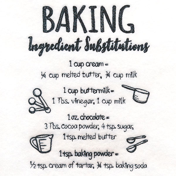 Baker's Friend Ingredient Substitutions Chart