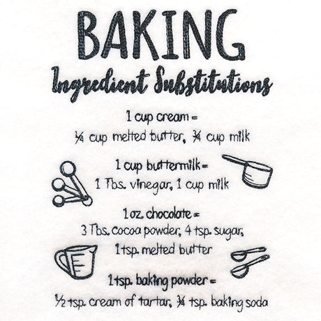 Baker's Friend Ingredient Substitutions Chart