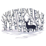 Wintry Birch Deer Scene