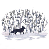 Wintry Birch Fox Scene