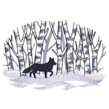 Wintry Birch Fox Scene