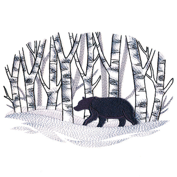 Wintry Birch Bear Scene