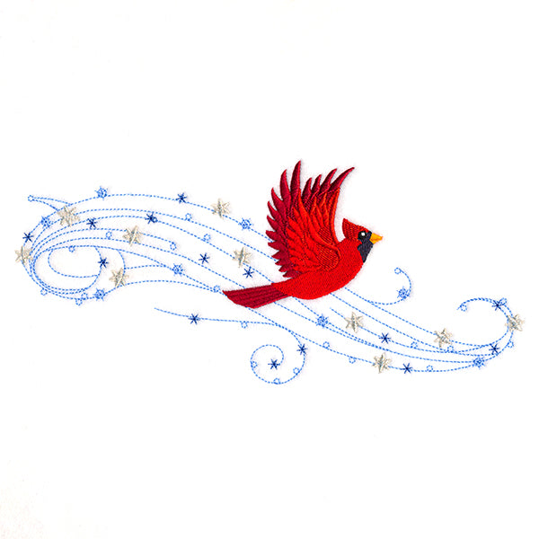 Winter Cardinal in Flight
