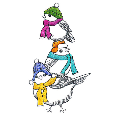 Bundled-Up Bird Stack