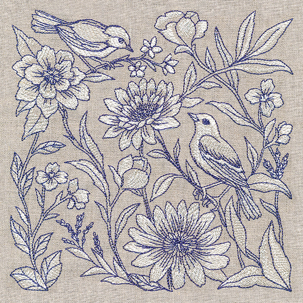 Birds and Blooms Tapestry Square