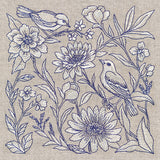 Birds and Blooms Tapestry Square