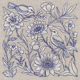 Birds and Blooms Tapestry Square