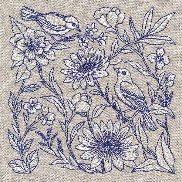 Birds and Blooms Tapestry Square