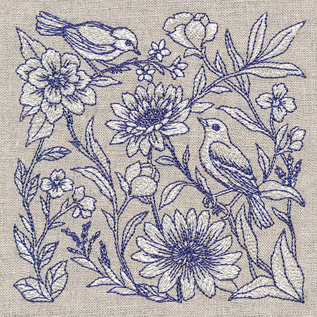 Birds and Blooms Tapestry Square