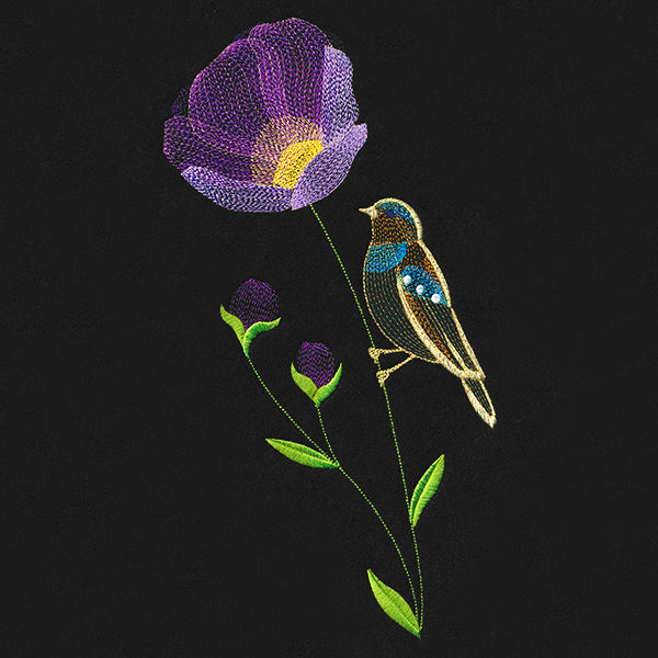 Springtime Treasures - Wild Poppy and Bird