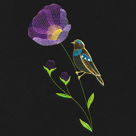 Springtime Treasures - Wild Poppy and Bird