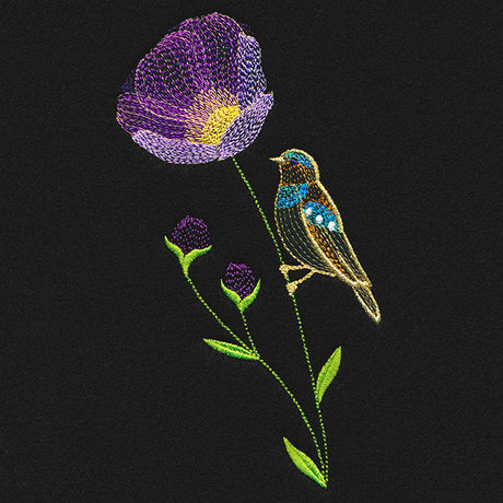 Springtime Treasures - Wild Poppy and Bird