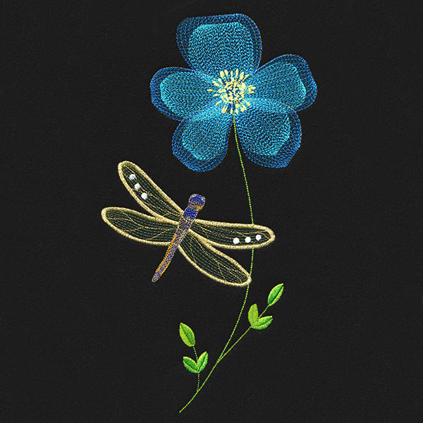 Springtime Treasures - Baby Blue Eyes and Dragonfly – Embroidery Library