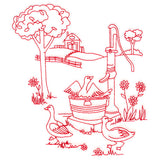 Classic Farm Scene - Water Pump (Redwork)