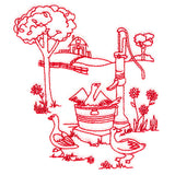 Classic Farm Scene - Water Pump (Redwork)