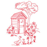 Classic Farm Scene - Outhouse (Redwork)