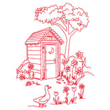 Classic Farm Scene - Outhouse (Redwork)