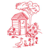 Classic Farm Scene - Outhouse (Redwork)