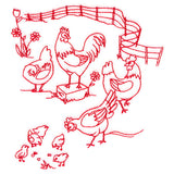 Classic Farm Scene - Chickens (Redwork)