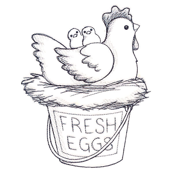 Cheerful Chicken Etching