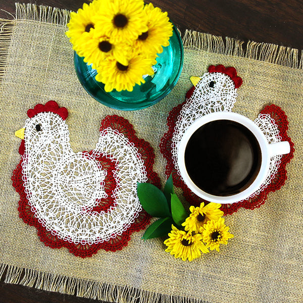 Charming Chicken Lace Doily (Freestanding)