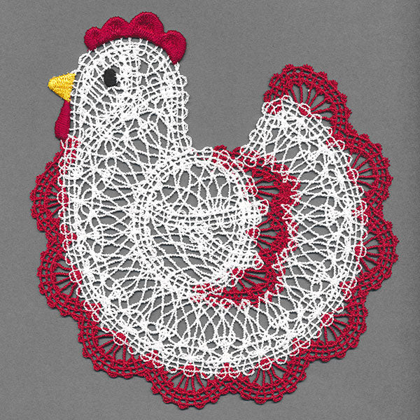 Charming Chicken Lace Doily (Freestanding)