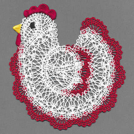 Charming Chicken Lace Doily (Freestanding)
