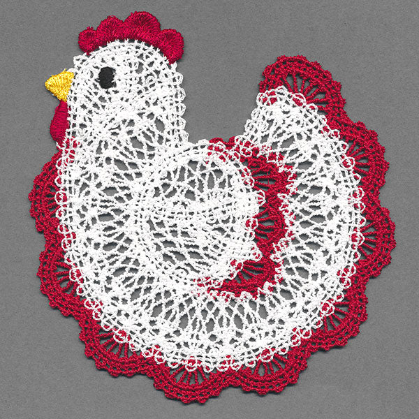 Charming Chicken Lace Doily (Freestanding)