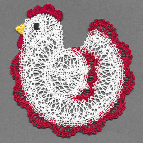 Charming Chicken Lace Doily (Freestanding)