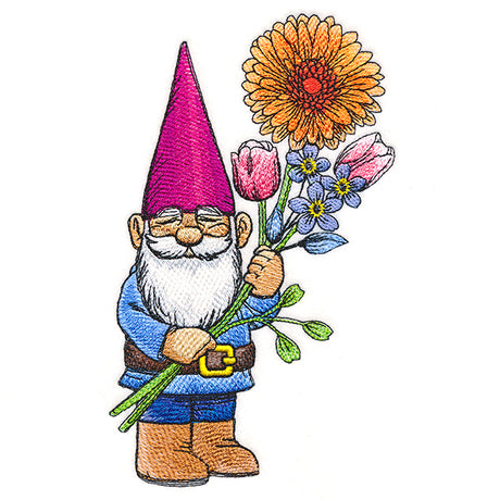 Delightful Gnome with Flower Bouquet