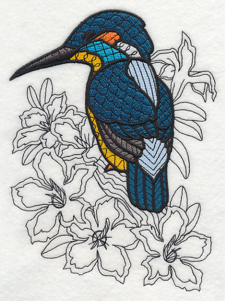 Kingfisher and Impala Lilies (Blackwork)