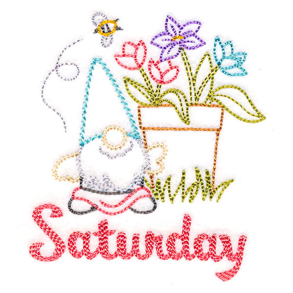 Gnome with Flowerpot on Saturday (Vintage)