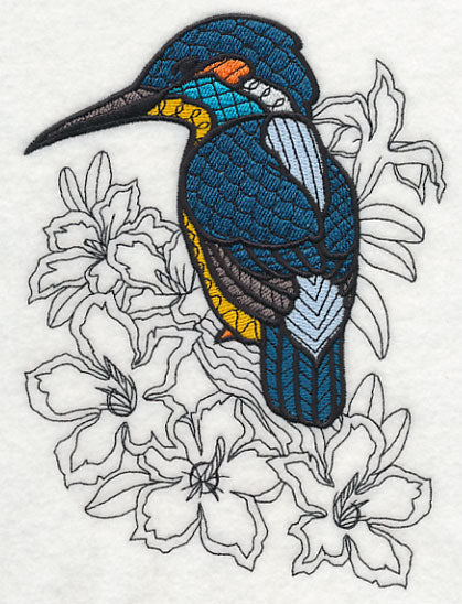 Kingfisher and Impala Lilies (Blackwork)