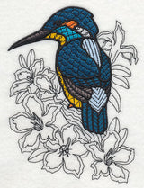 Kingfisher and Impala Lilies (Blackwork)
