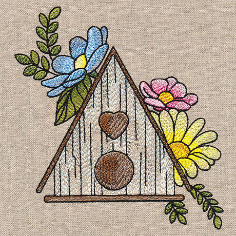 Pretty Birdhouse and Blooms