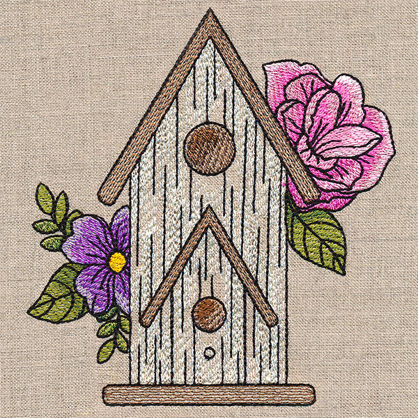 Charming Birdhouse and Blooms