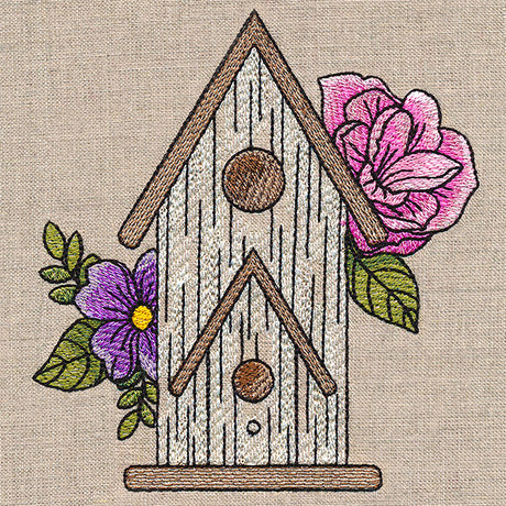 Charming Birdhouse and Blooms