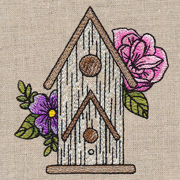 Charming Birdhouse and Blooms
