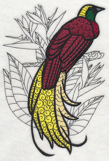Bird of Paradise with Flowers (Blackwork)